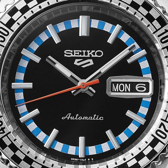 Seiko 5 Sports Checker Flag Special Edition Black Dial Silver Steel Strap Watch For Men - SRPK67K1 - Image 4